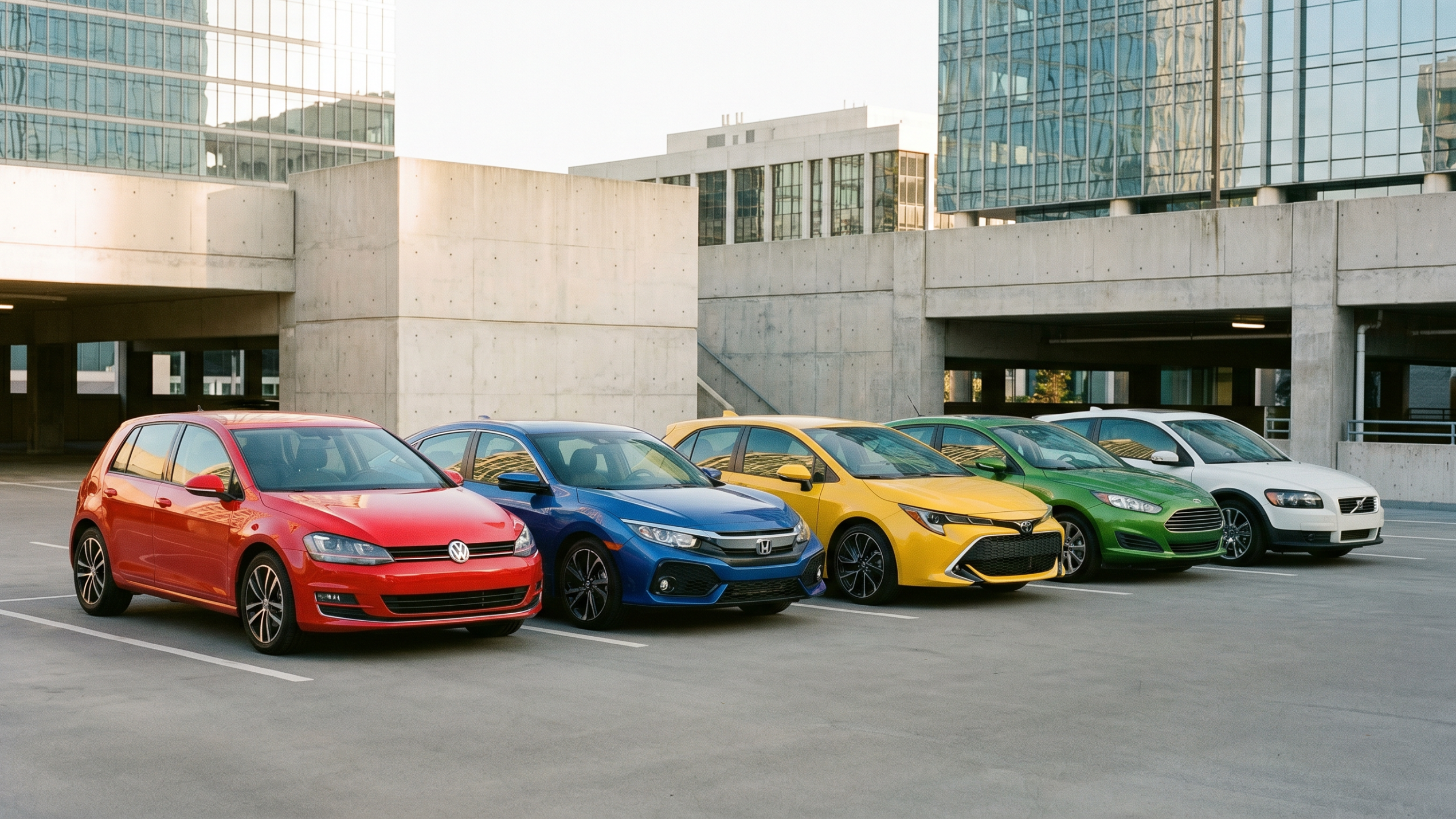 Voitures alignees sur un parking