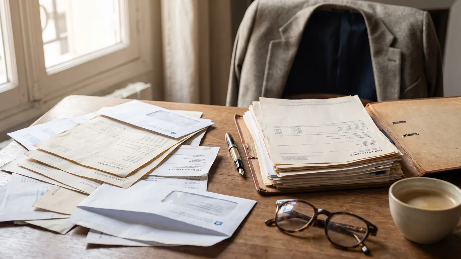 Documents de plusieurs crédits regroupés dans un dossier unique sur un bureau